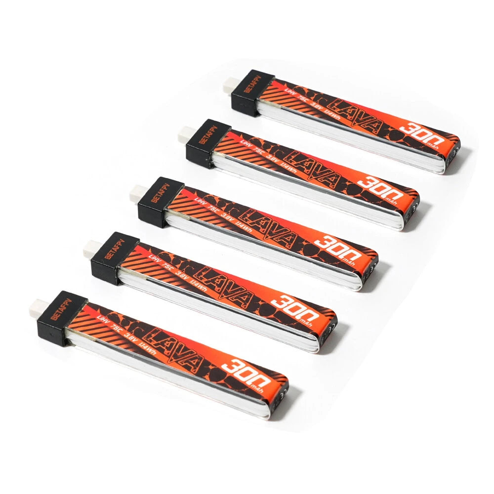 5 PCS BETAFPV 3.8V 300mAh 75C 1S LiHV Battery BT2.0 Connector